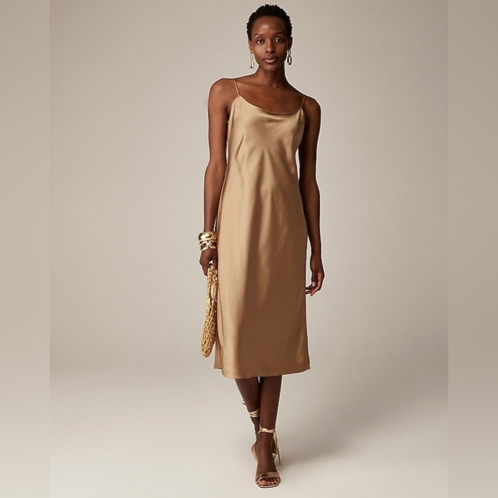 J. Crew Gwyneth slip dress in luster charmeuse BV496 Size 4 Camel